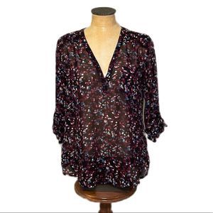 Maurice large Multi Colour sheer Polka Dot Peasant Top